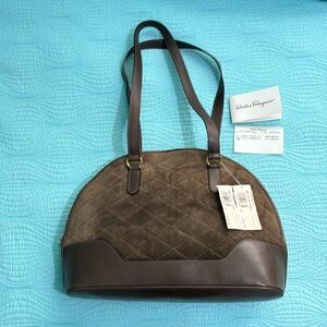 Salvatore Ferragamo quilted shoulder bag with suede and leather